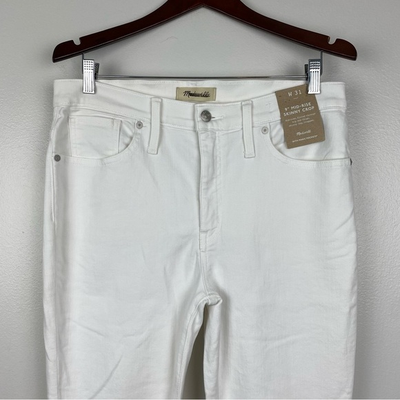 Madewell 9" Mid-Rise Skinny Crop Jeans in Pure White Size 31 NWT - Picture 5 of 11